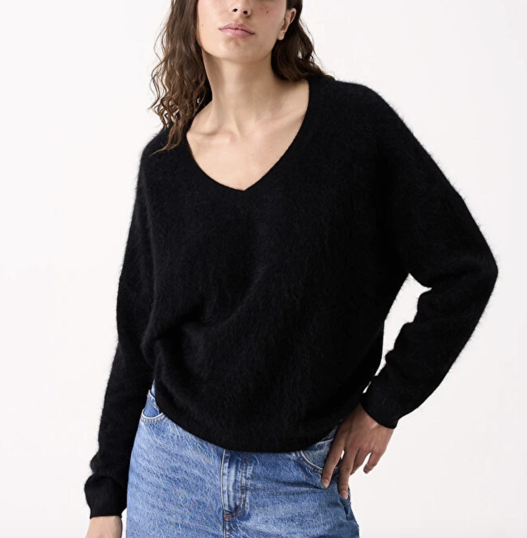 ABSOLUT CASHMERE Oversize Pullover SOELI schwarz & ecru