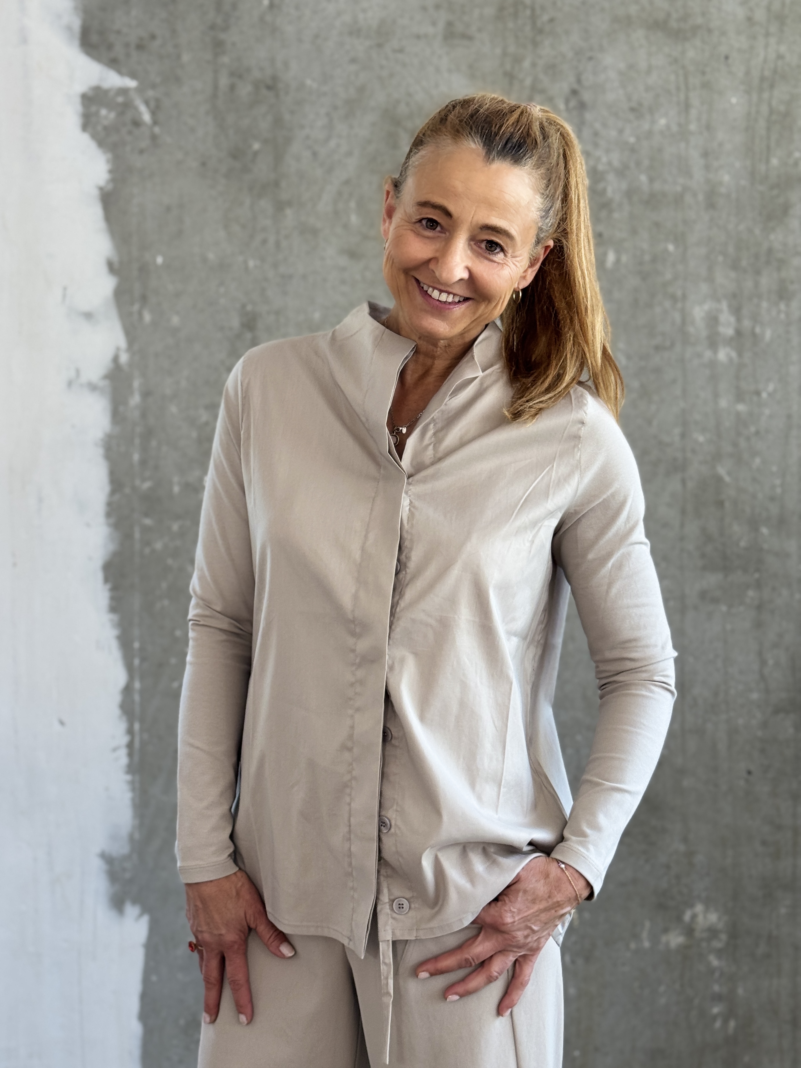 ANIA SCHIERHOLT Bluse 3337/42 white & muschel 