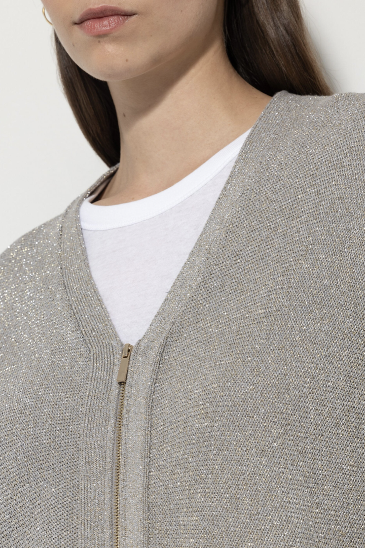 LUISA CERANO Strickblouson mit Zipdetail silber