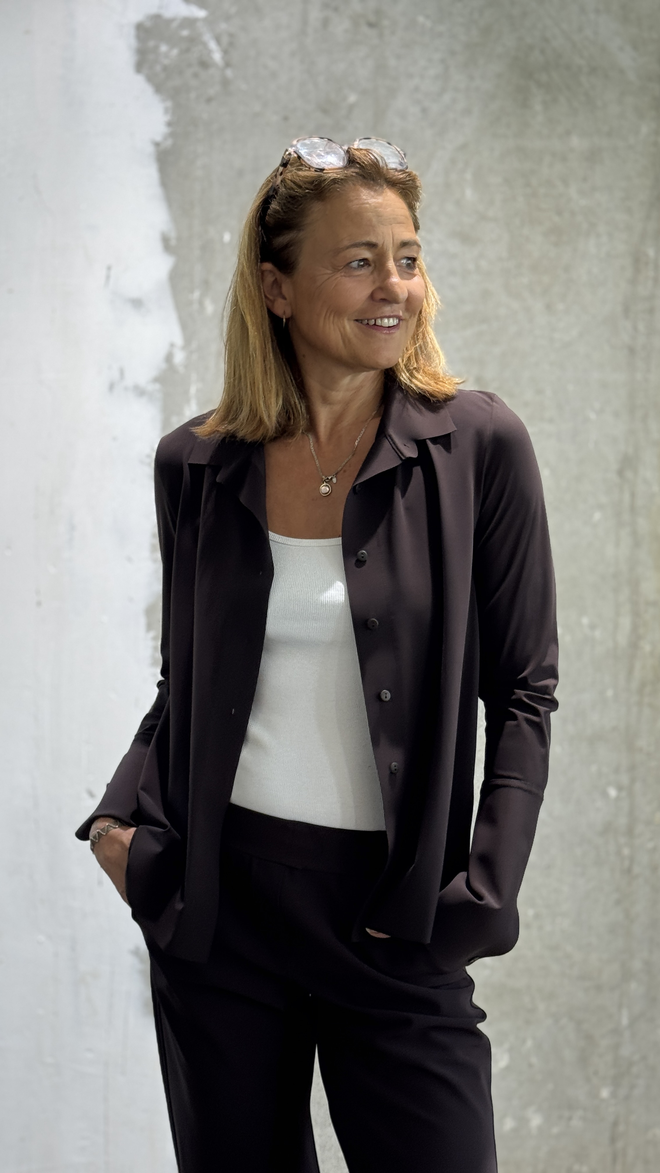SASSENBACH_STYLE Bluse NIKA schwarz & schoko