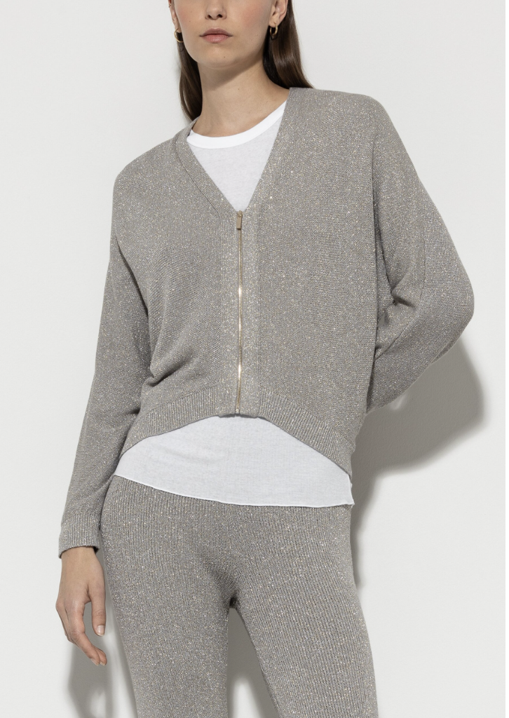 LUISA CERANO Strickblouson mit Zipdetail silber