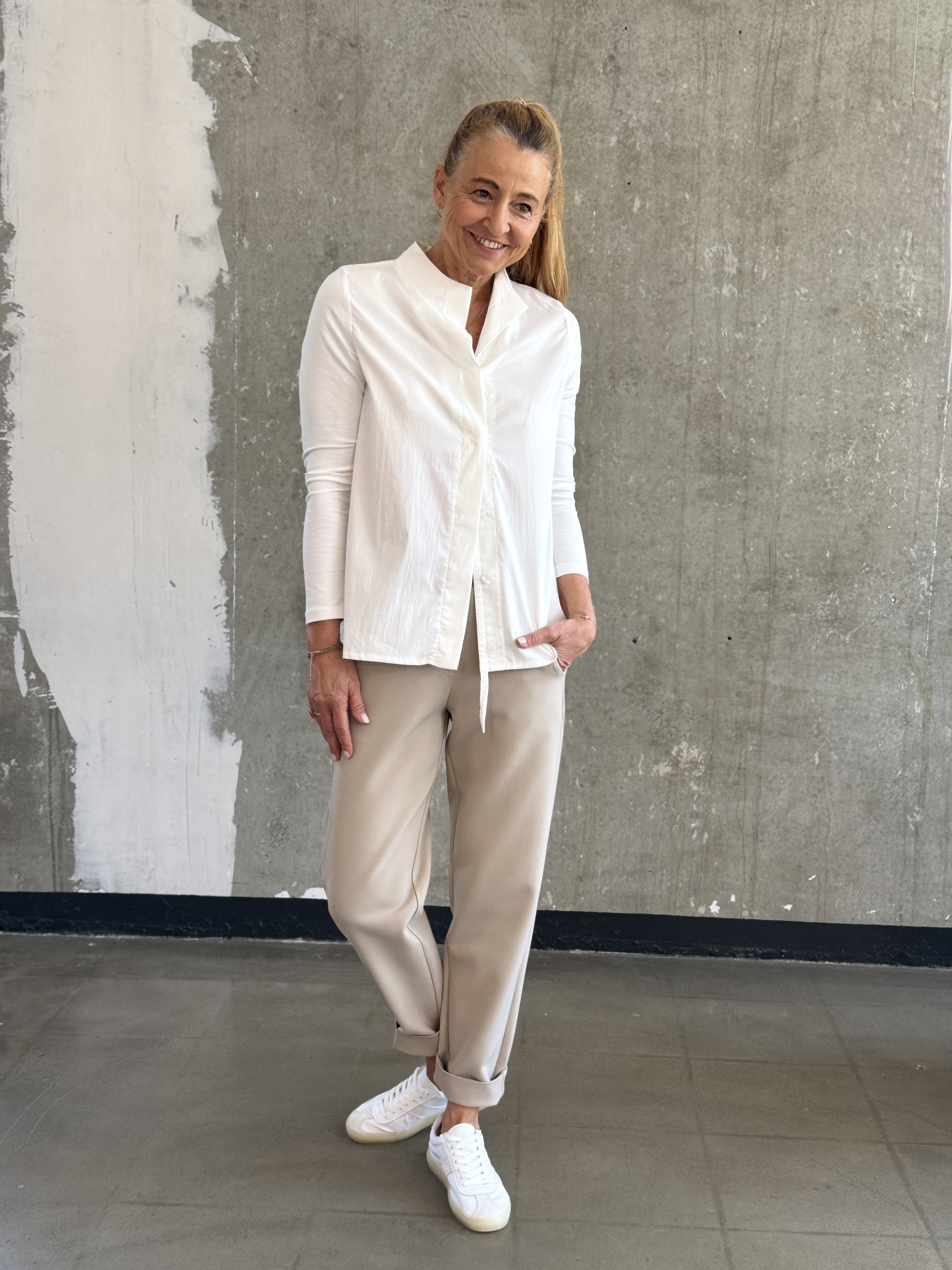 ANIA SCHIERHOLT Bluse 3337/42 white & muschel 