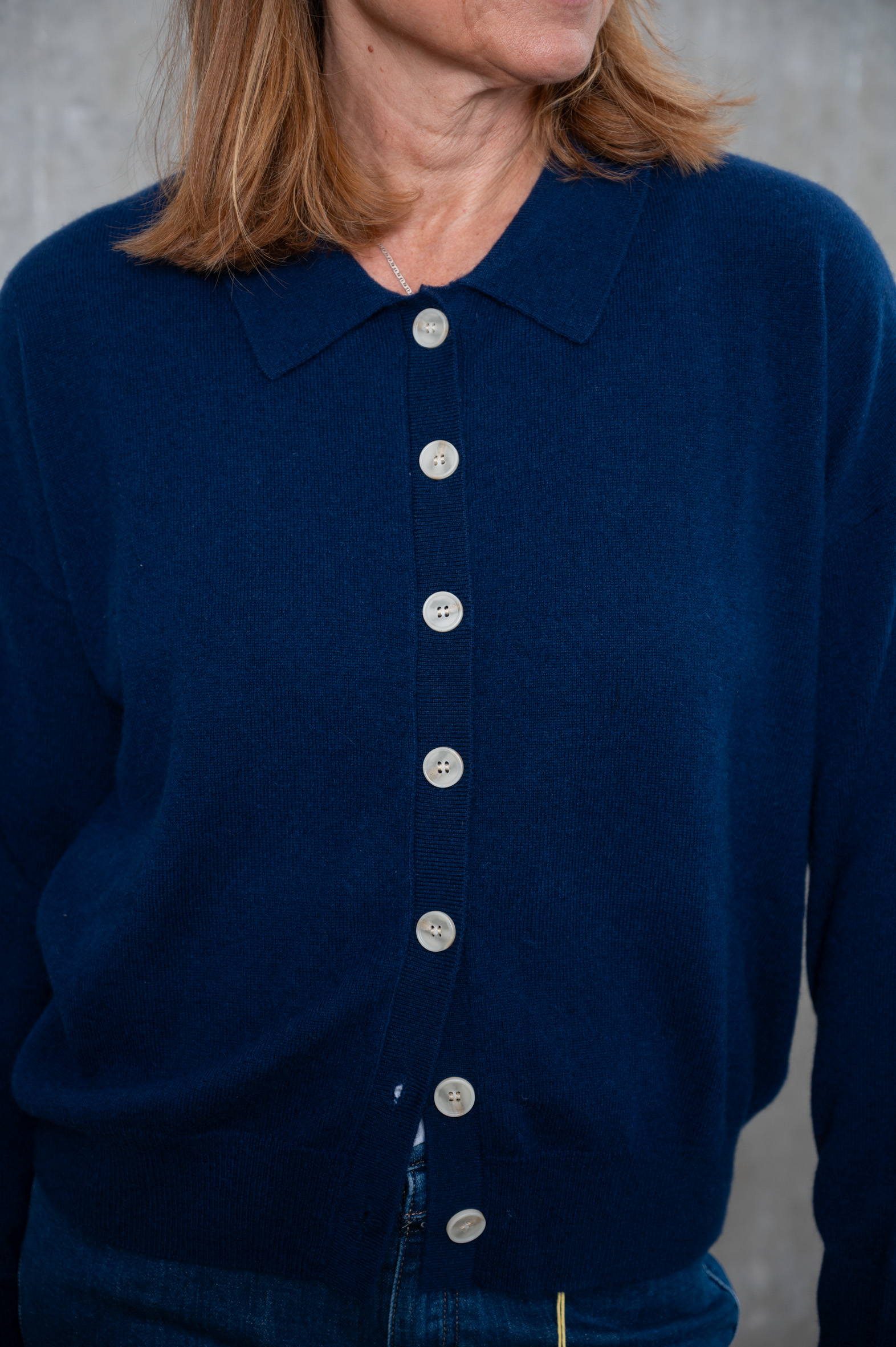 ABSOLUT CASHMERE CARDIGAN MAJURA navy&ivory