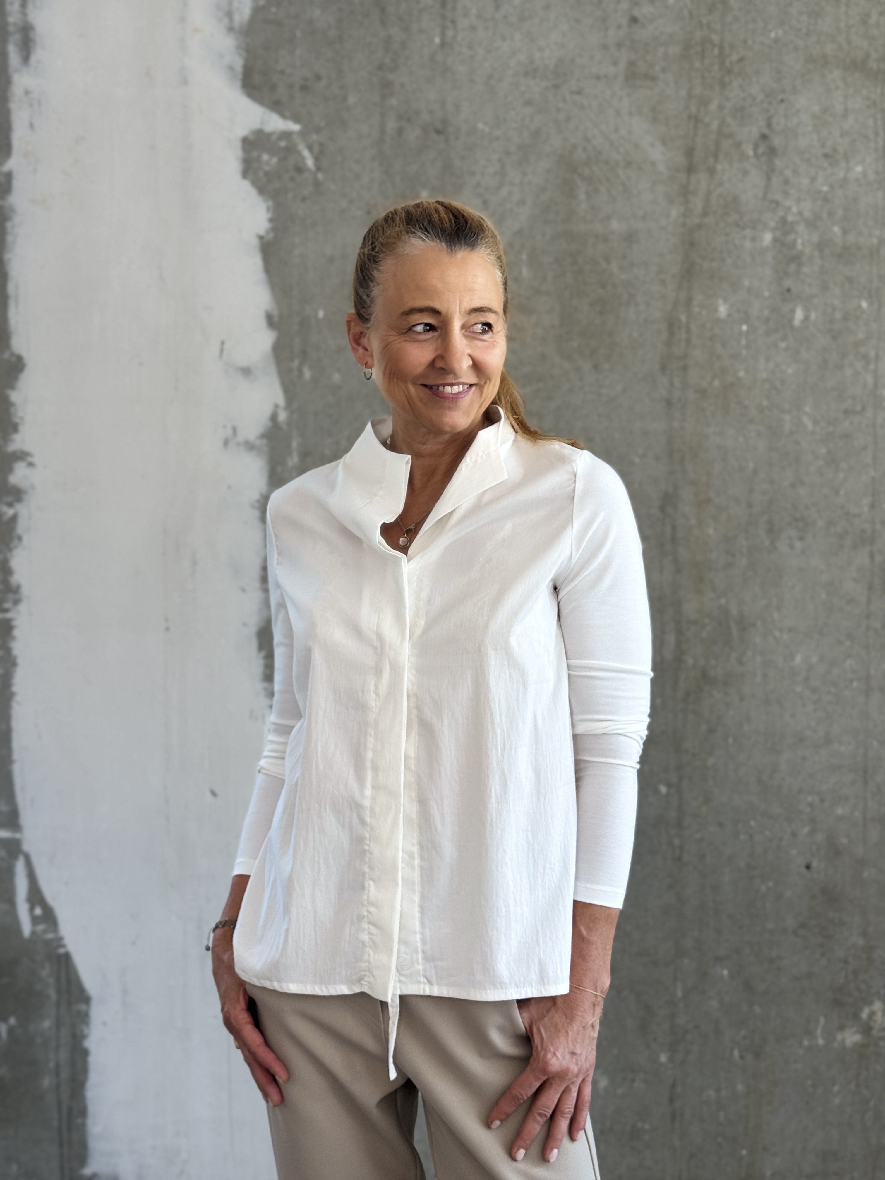 ANIA SCHIERHOLT Bluse 3337/42 white & muschel 