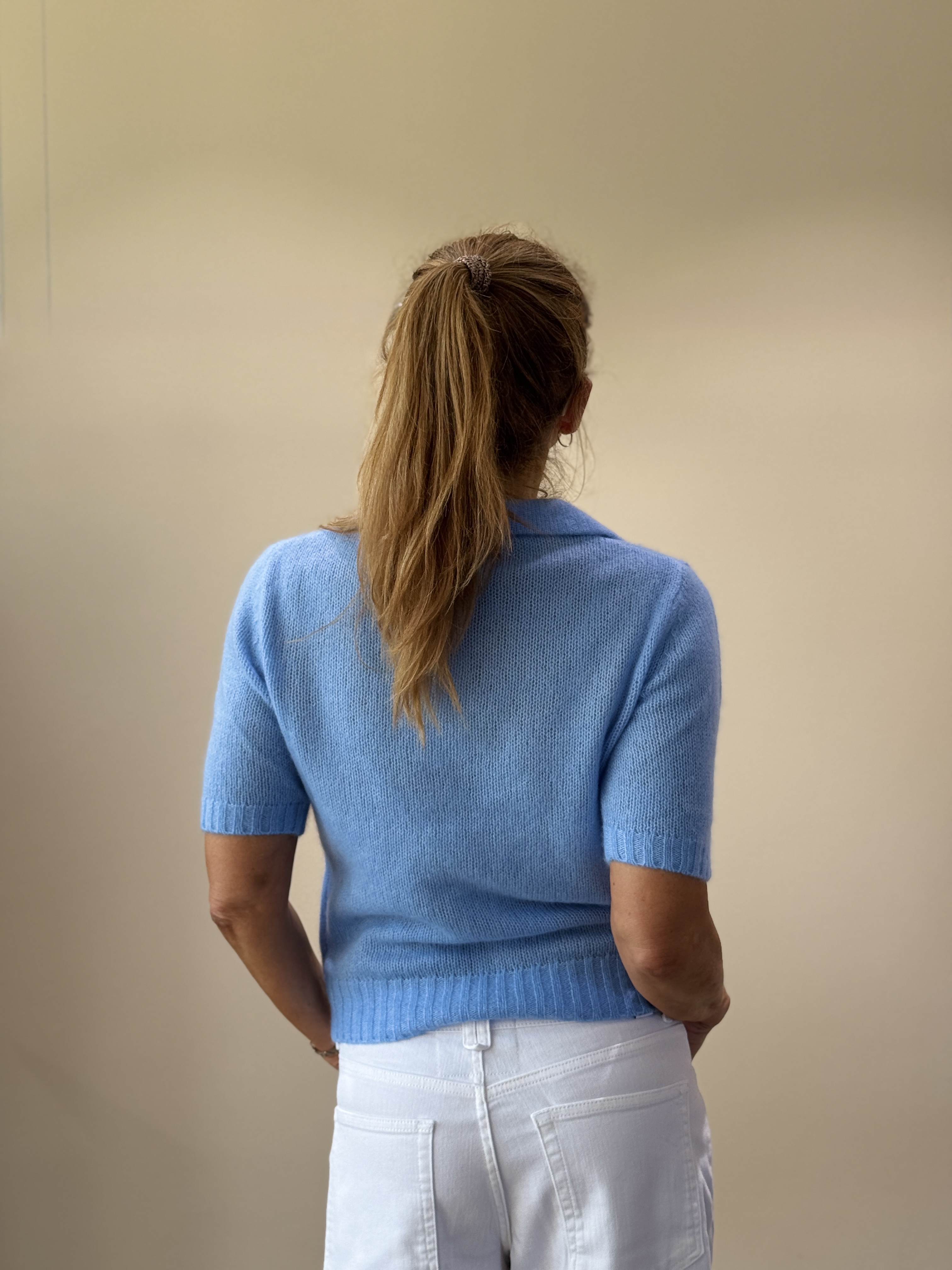 HANDMADE Pullover kurzarm dutch blue & pale pink