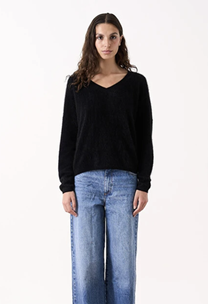 ABSOLUT CASHMERE Oversize Pullover SOELI schwarz & ecru