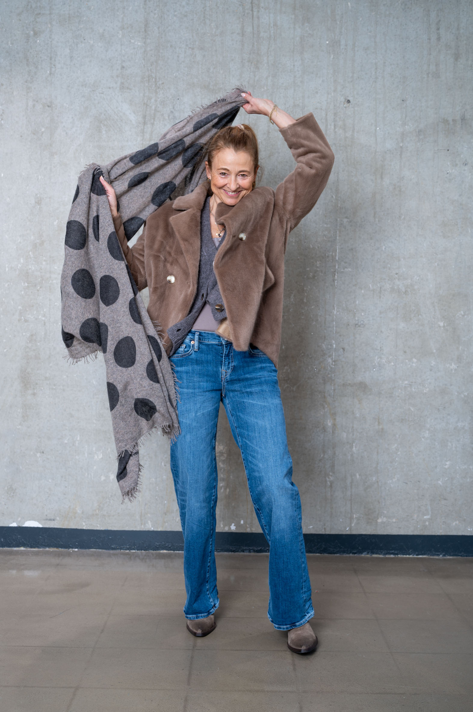 VON GOAT Cashmere Schal POLKA DOTS melange