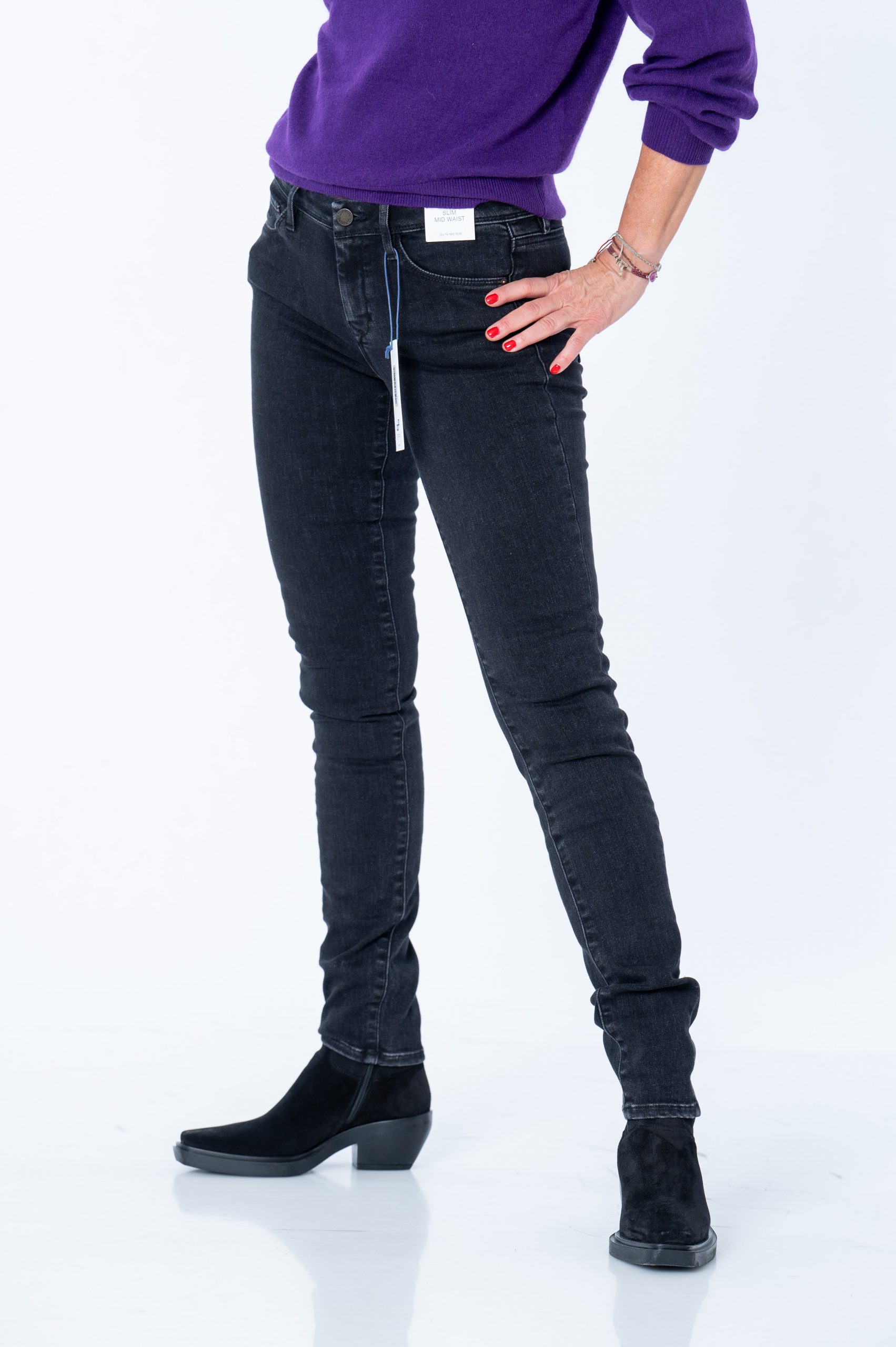 DAWN Jeans MID SUN Slim Comfortstretch – Basic black denim