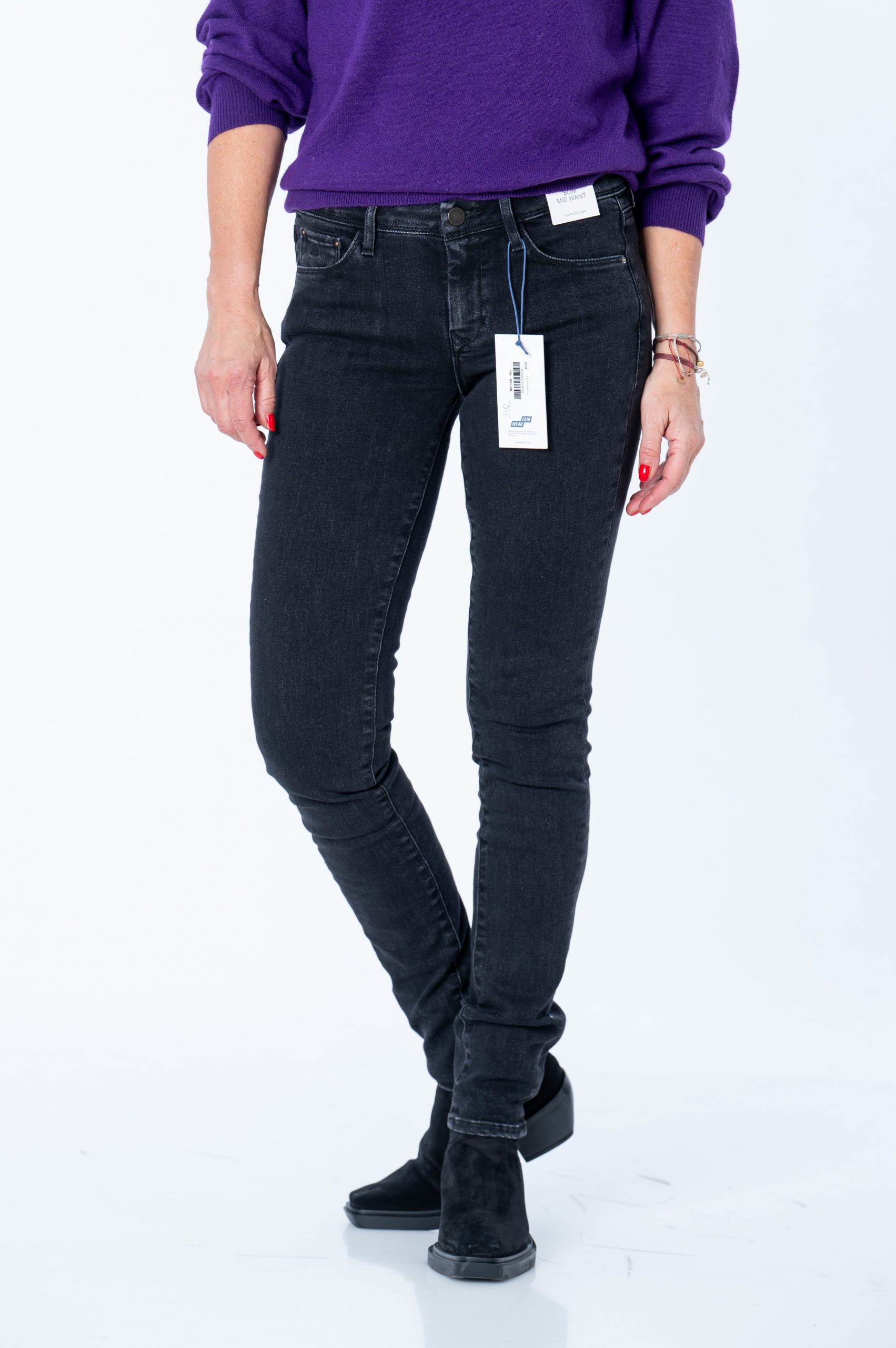 DAWN Jeans MID SUN Slim Comfortstretch – Basic black denim