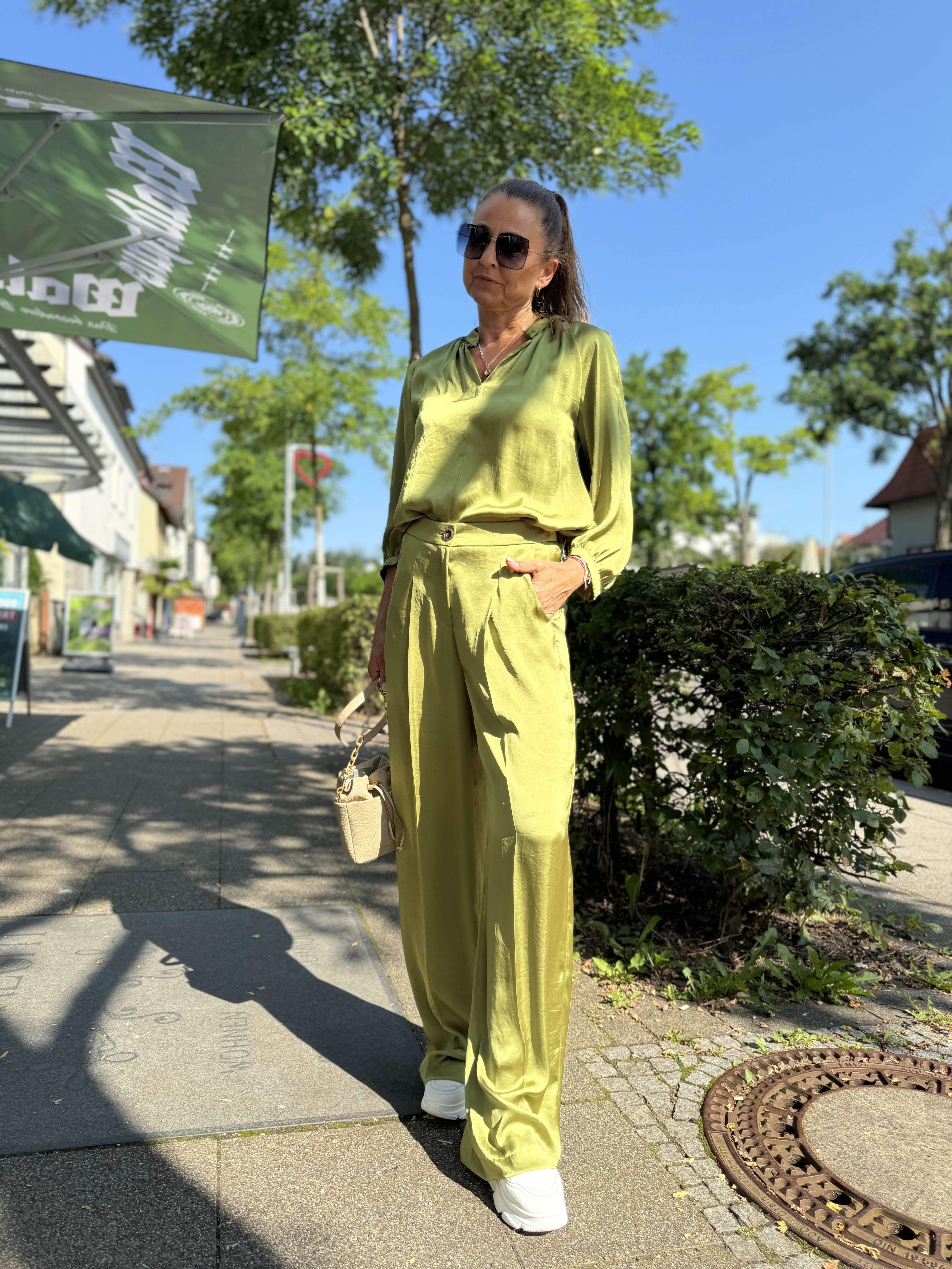 Luisa Cerano Stehkragenbluse 3/4 Arm moss green