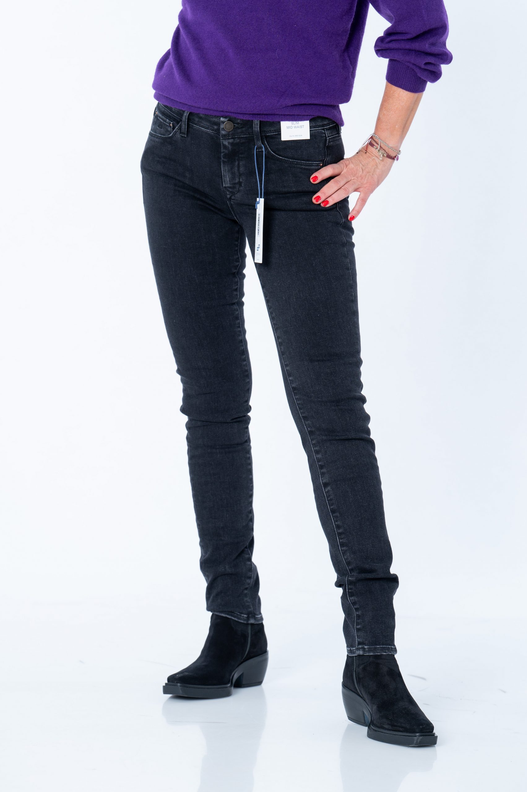 DAWN Jeans MID SUN Slim Comfortstretch – Basic black denim